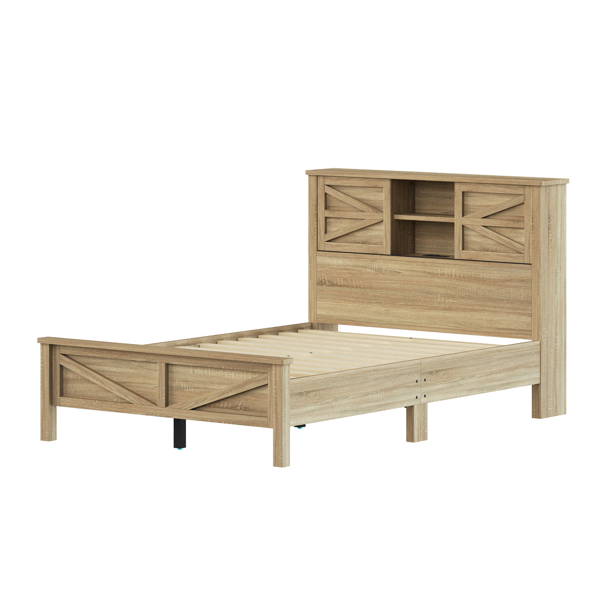 variant-group:rf-n733s369048m|Roomfitters 3 Piece Bedroom Set, Full Farmhouse Platform Bed with Sliding Headboard, Bedside Tables, Natural