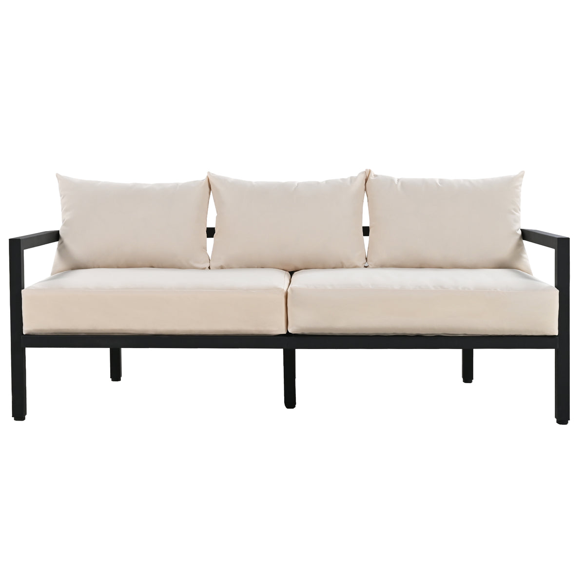 variant-group:rf-n711wy000470aaa|Roomfitters 4-Piece Outdoor Steel Sofa Set with Coffee Table, 3-Seater Couch and 2 Armchairs for Patio Garden, Beige