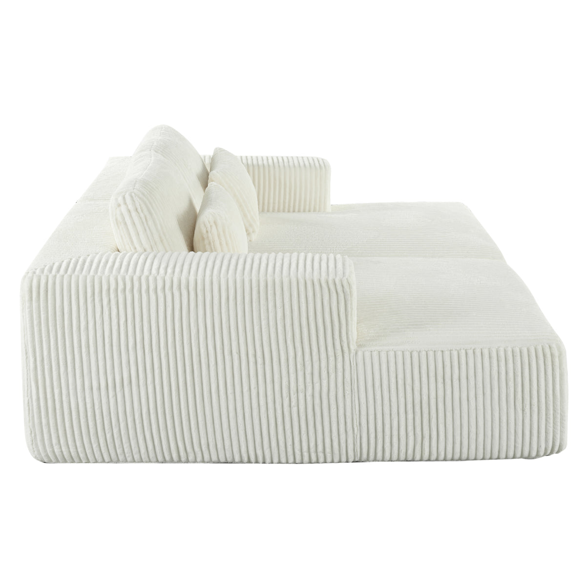 variant-group:rf-n711wy000449aak|Roomfitters Corduroy Double Sofa Bed with Pillows, Modern Convertible Couch for Living Room, Apartment, White