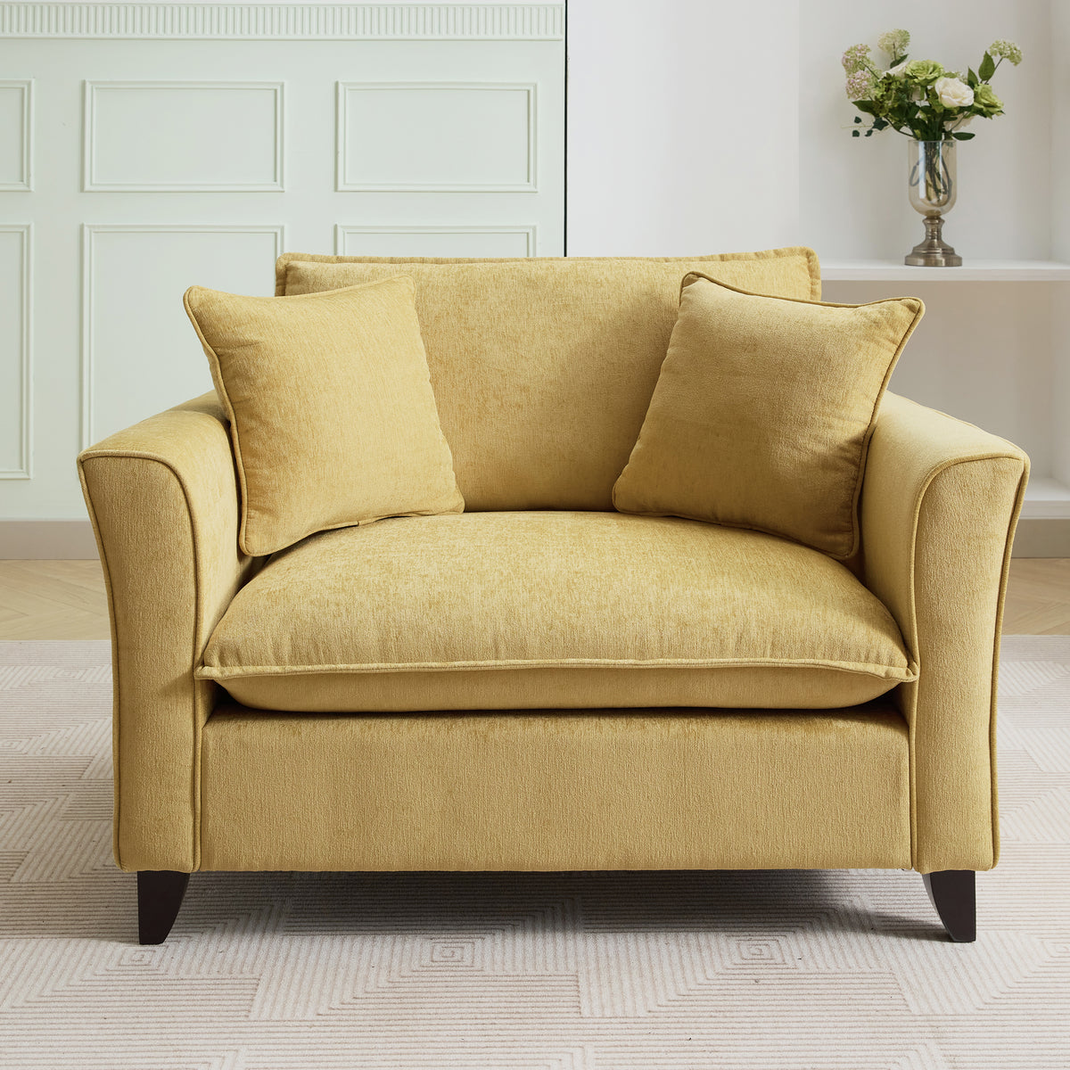 variant-group:rf-n701p379404y|Roomfitters 46.3 Inch Oversized Armchair, Chenille Comfy Accent Chair and a Half Sofa, Rubberwood Legs Pillow, Yellow