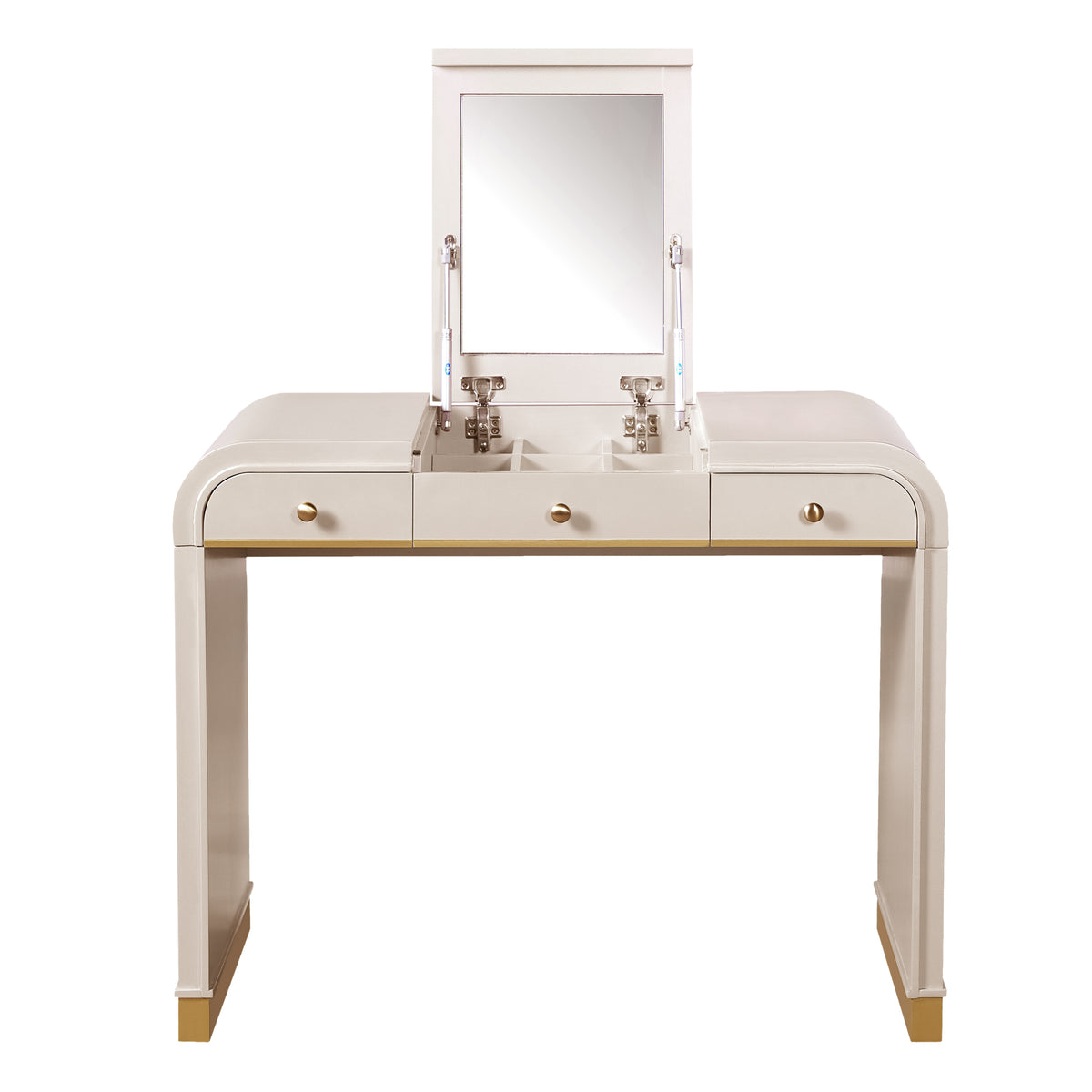 variant-group:rf-n704p381406c|Roomfitters Flip Top Vanity Desk with Mirror and Hidden Storage, Modern Makeup Table with Gold Trim for Small Space, Champagne