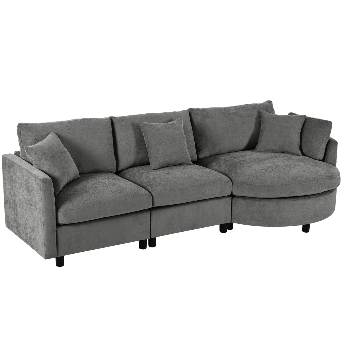 variant-group:rf-n711wy000461aae|Roomfitters 107" Chenille Fabric 3-Piece Sectional Sofa, Modern Large L-Shaped Couch with Rounded Curved Chaise, Grey