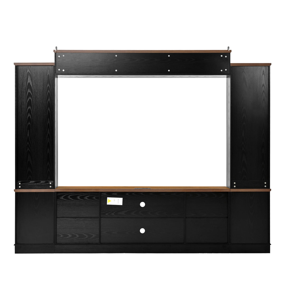 variant-group:rf-n724sj000154aab|Roomfitters 98.8"W Farmhouse Wall Unit Entertainment Center, 4 Barn Doors, Black & Brown