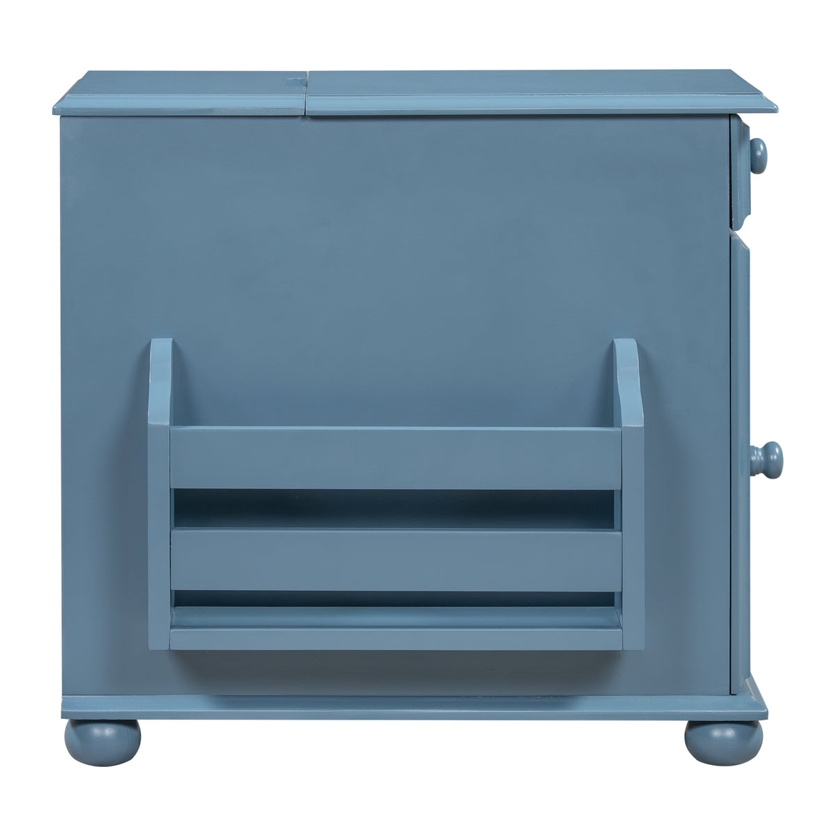 variant-group:rf-n724p293133m|Roomfitters Vintage Sofa Side Table with USB Ports, Flip Top, Cup Holders and Bookshelf Storage for Small Spaces, Navy Blue