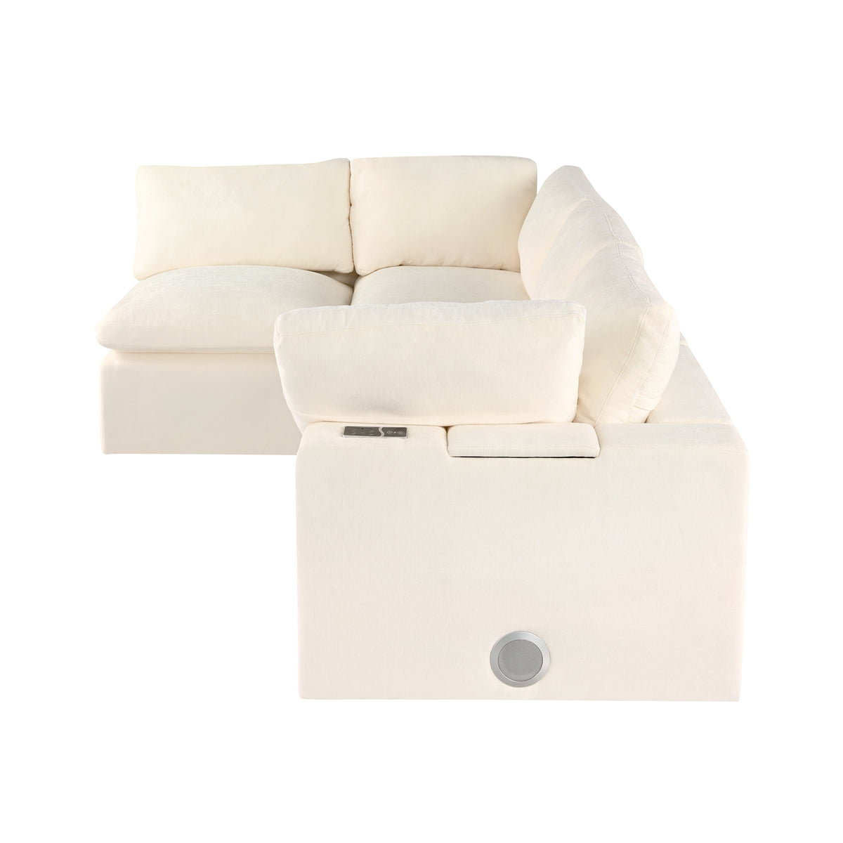 variant-group:rf-n711wy000413aaa|Roomfitters Upholstered Modular Sofa with Storage Space, USB Charging Ports, Wireless Charging, Built-in Bluetooth Speaker, Sectional Sofa for Living Room and Apartment, Beige