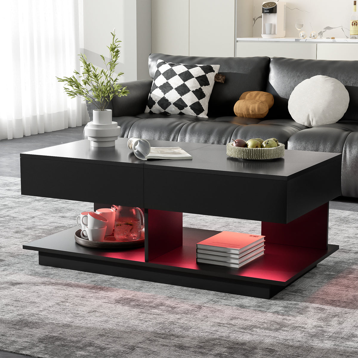 variant-group:rf-n724p290061b|Roomfitters Extendable Coffee Table with Hidden Storage and Compartments, Adjustable Multifunctional Center Table, Black