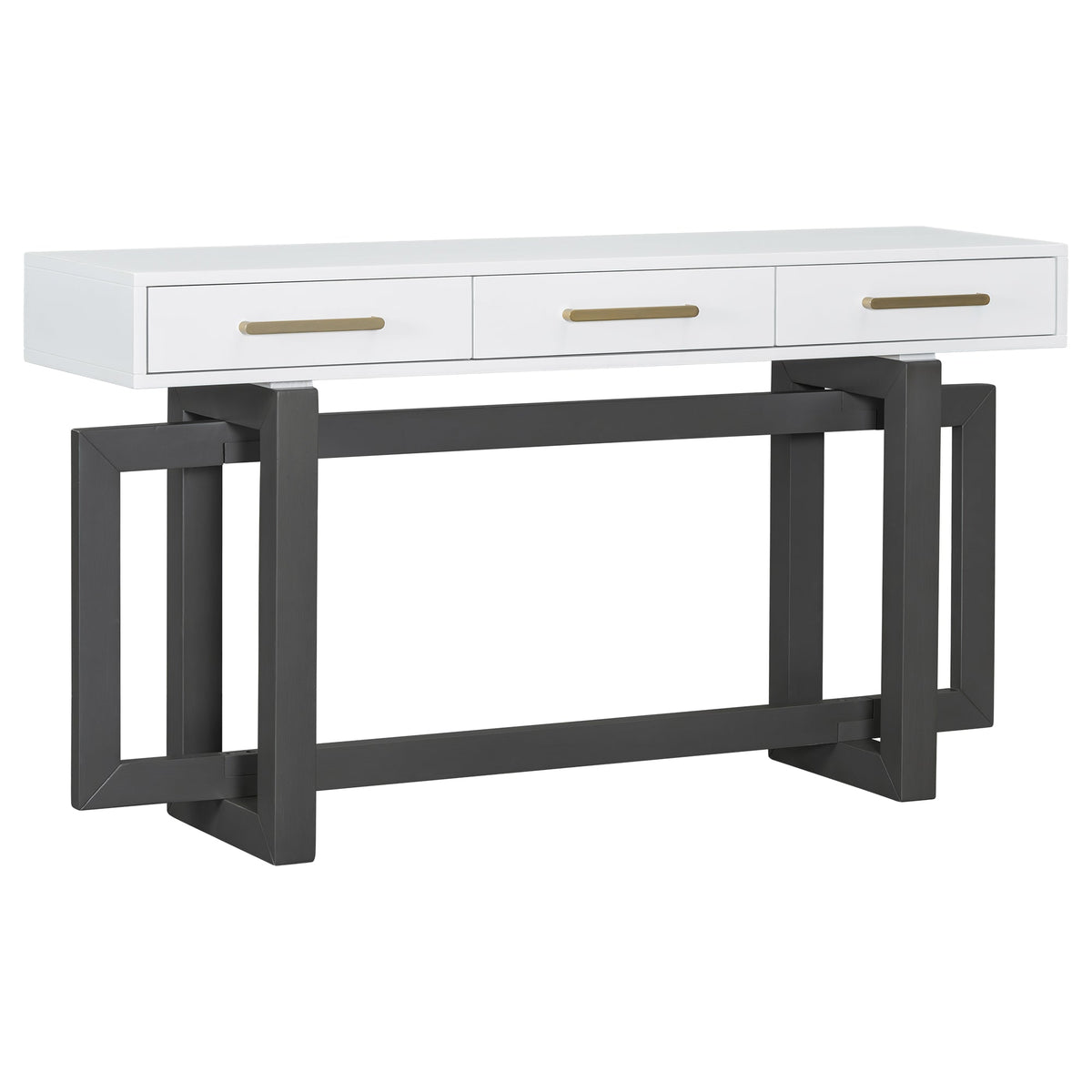 Roomfitters Elegant Console Table with Three Drawers, Extra Long Entryway Table for Entryway, Hallway, Living Room, Grey+White Roomfitters