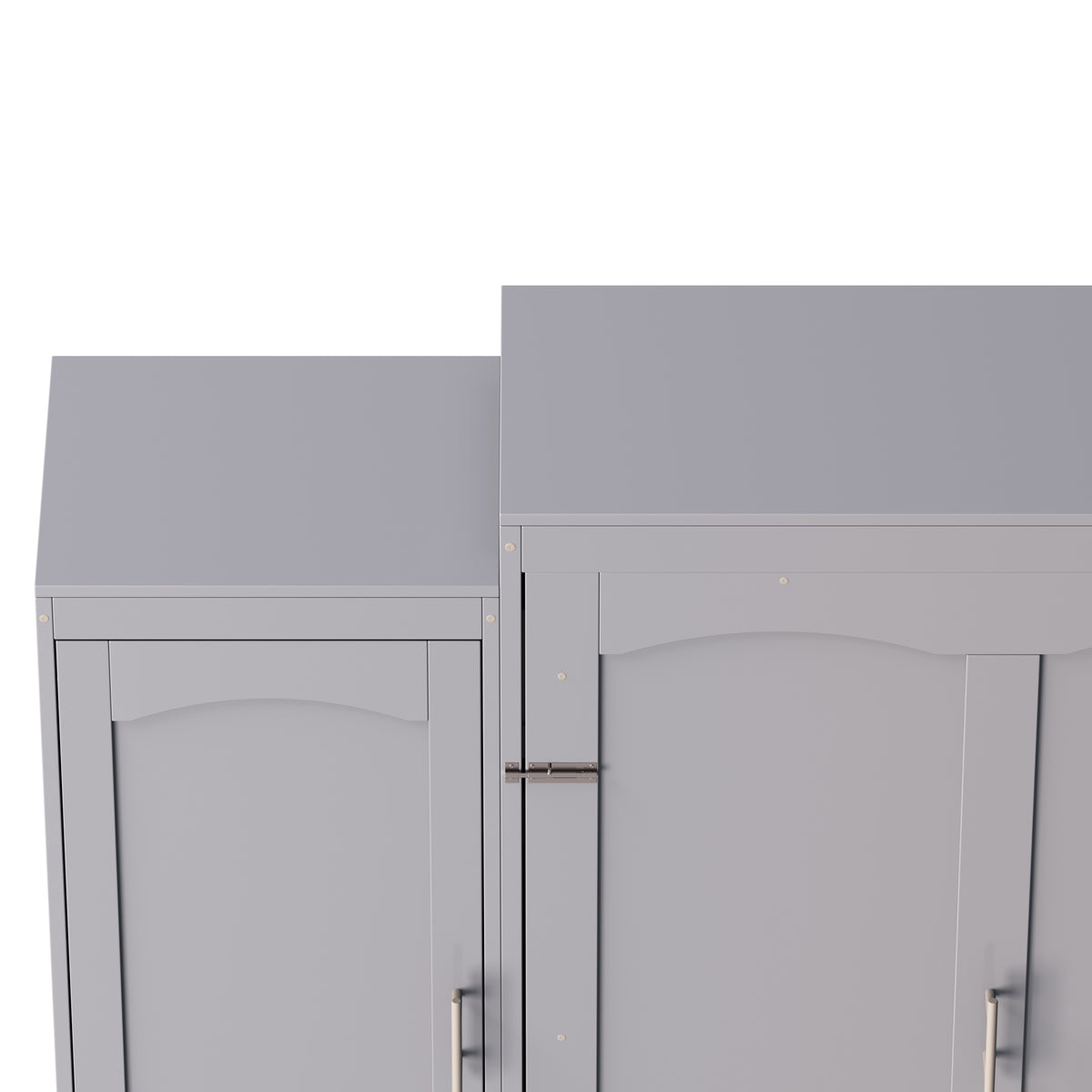 variant-group:rf-n733s235596e|Roomfitters Full Murphy Wall Bed with Two Wardrobes and Storage Shelf, Foldable Platform Bed Frame for Guest Room, Gray