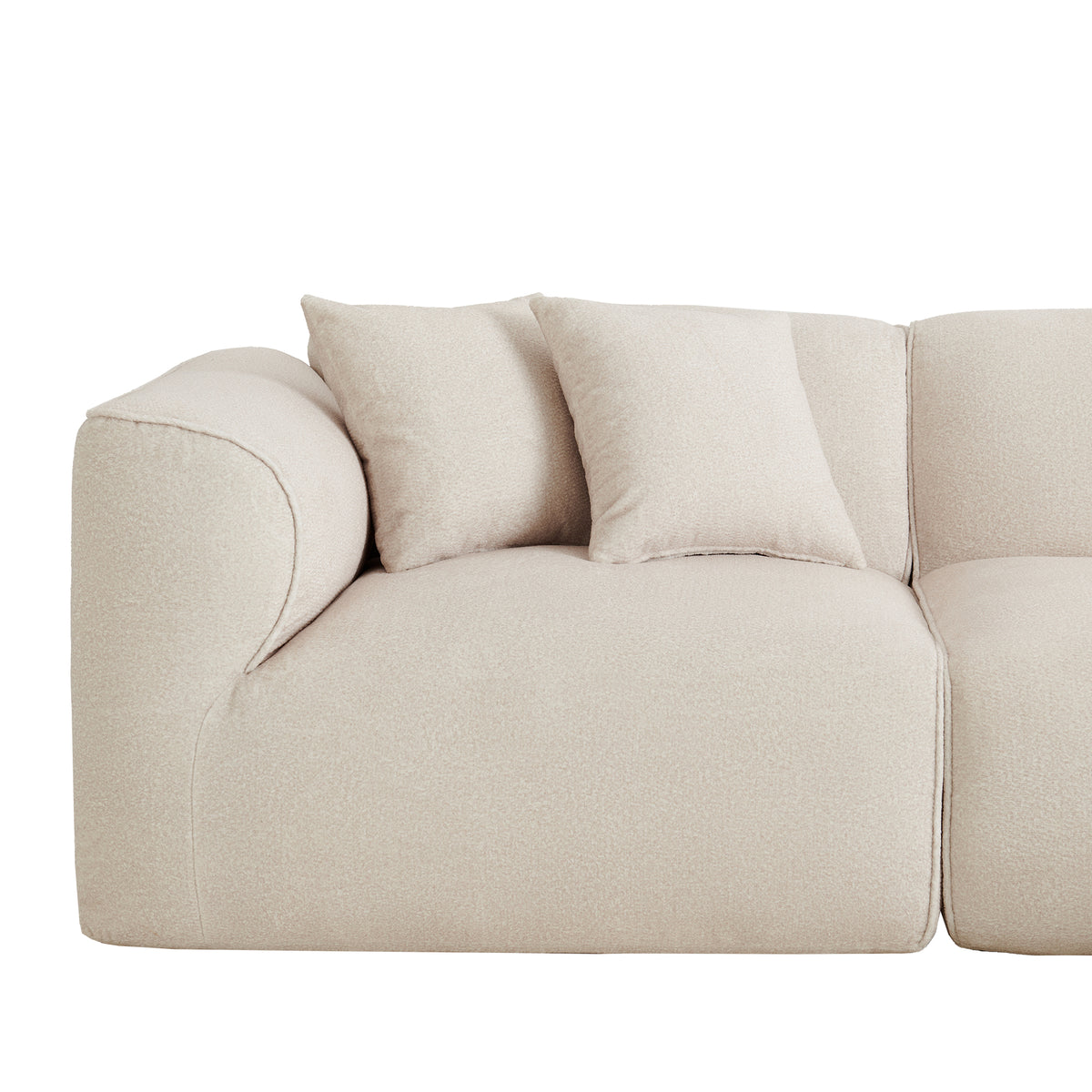 variant-group:rf-n711wy000464aaa|Roomfitters Double-needle Cut Velvet Sofa, 4-Seater Modern Modular Sectional Couch with Movable Ottoman for Living Room, Beige