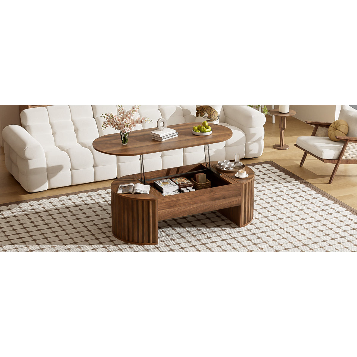 variant-group:rf-n724p391007d|Roomfitters 47.2" Lift Top Coffee Table with Hidden Compartment, Oval Center Table, Brown