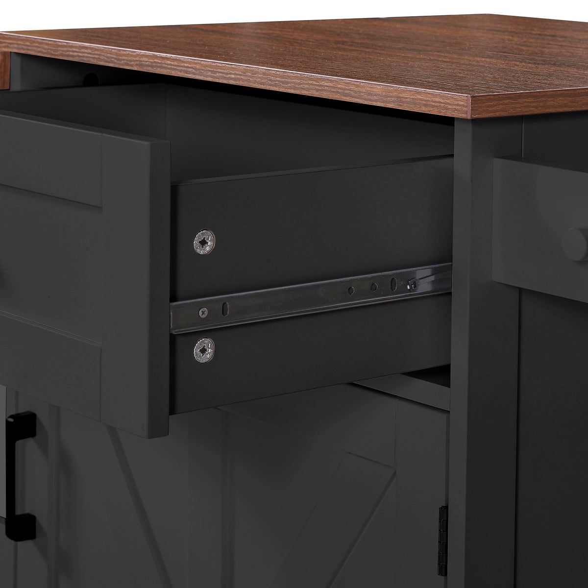 variant-group:rf-n707p404539b|Roomfitters 39.3" Kitchen Island with Drop Leaf, Rolling Kitchen Cart with Storage Drawer and Spice Rack, Modern Style, Black