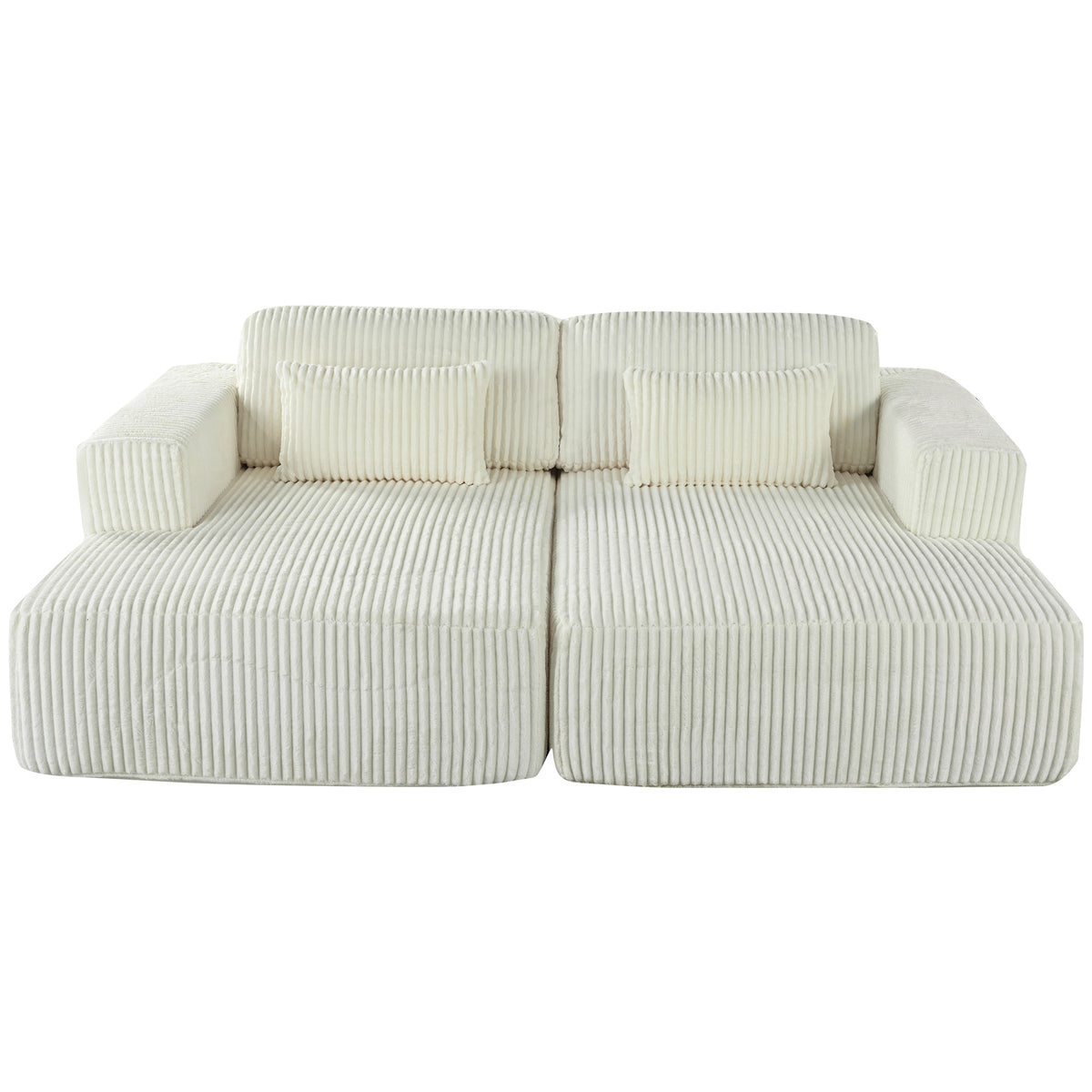 variant-group:rf-n711wy000449aak|Roomfitters Corduroy Double Sofa Bed with Pillows, Modern Convertible Couch for Living Room, Apartment, White