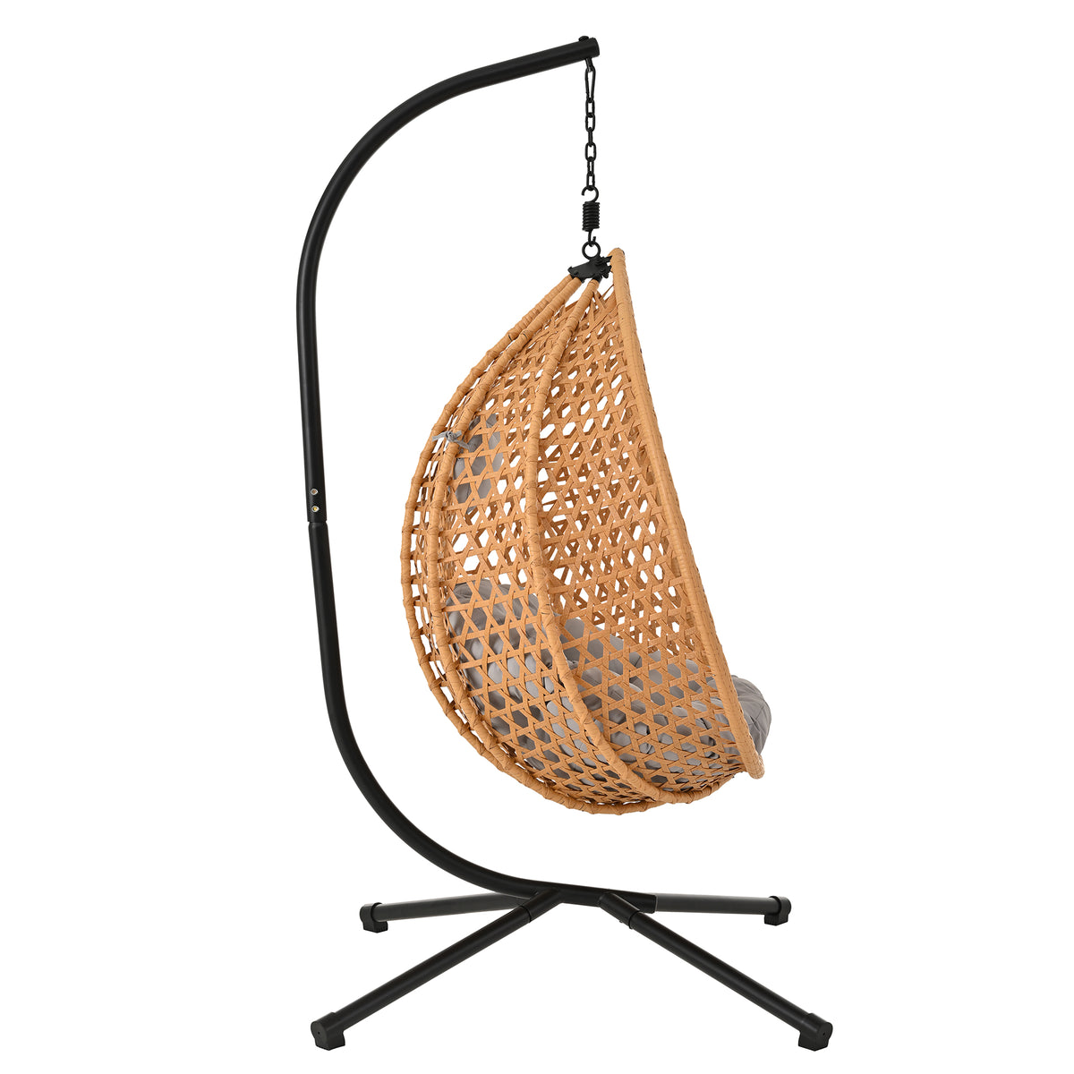 variant-group:rf-n711p255131s|Roomfitters Hanging Egg Chair with Stand, Rattan Wicker Swing Chair with Cushion for Indoor Outdoor Patio Balcony, Brown