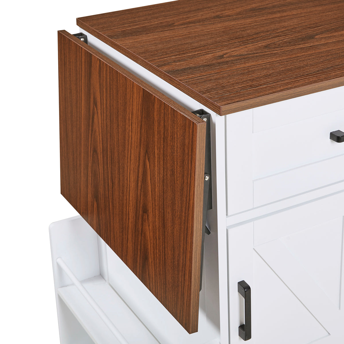 variant-group:rf-n707p404539w|Roomfitters 39.3" Kitchen Island with Drop Leaf, Rolling Kitchen Cart with Storage Drawer and Spice Rack, Modern Style, White