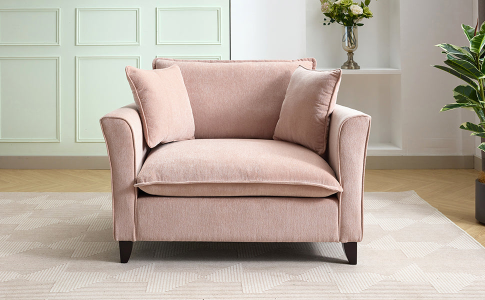 variant-group:rf-n701p379404p|Roomfitters 46.3 Inch Oversized Armchair, Chenille Comfy Accent Chair and a Half Sofa, Rubberwood Legs Pillow, Pink