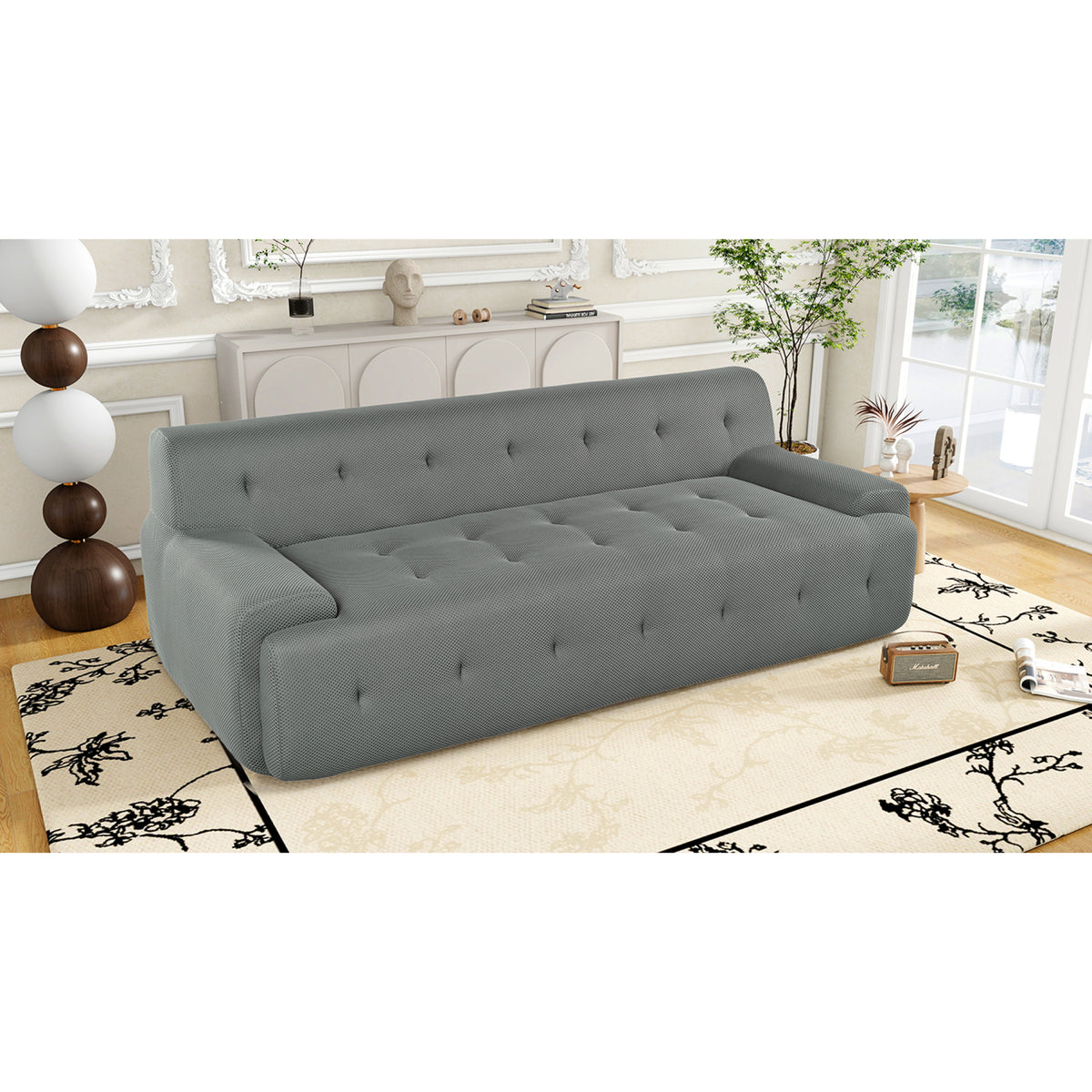 variant-group:rf-n711p206619e|Roomfitters 86.2" Modern Tufted Upholstered Sofa, 3-Seater Modular Lounge Couch for Living Room, Gray