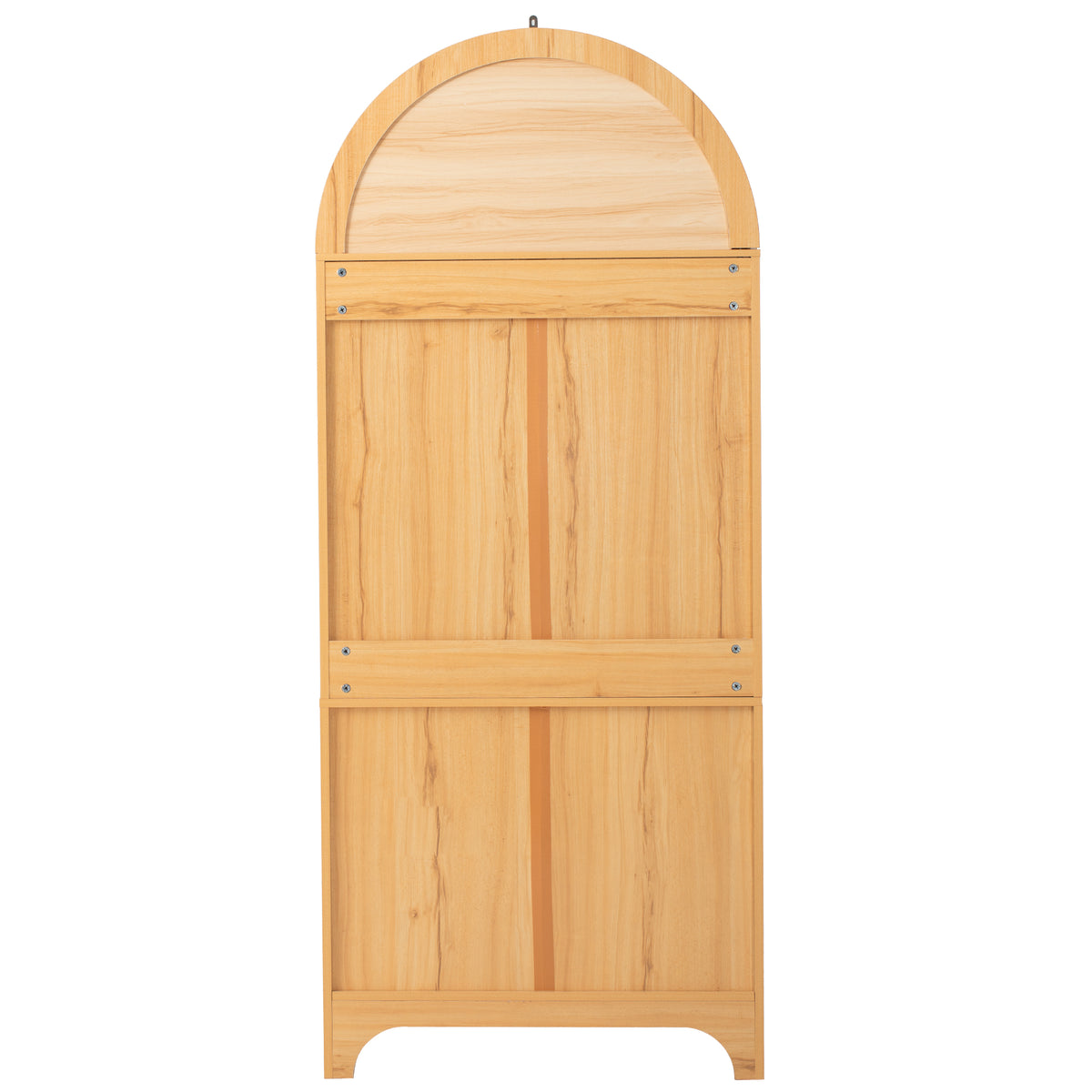 variant-group:rf-n707s288969y|Roomfitters 71" Pantry Cabinet with Arched Top & Glass Doors, 4-Door Storage Hutch with Adjustable Shelves for Kitchen, Natural