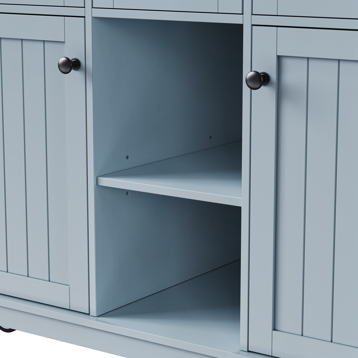 variant-group:rf-n707s003007g|Roomfitters 53" Kitchen Island with 2 Bar Stools, Drop Leaf, Power Outlet, Rolling Kitchen Cart Set with Storage, Grey-Blue