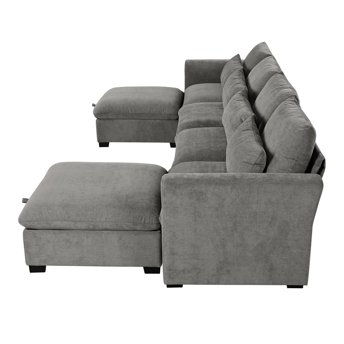 Roomfitters U-Shaped Modular Corner Sofa with Two Ottomans, Freely Transformable for Living Rooms, Studies, Home Theaters, Gray Roomfitters