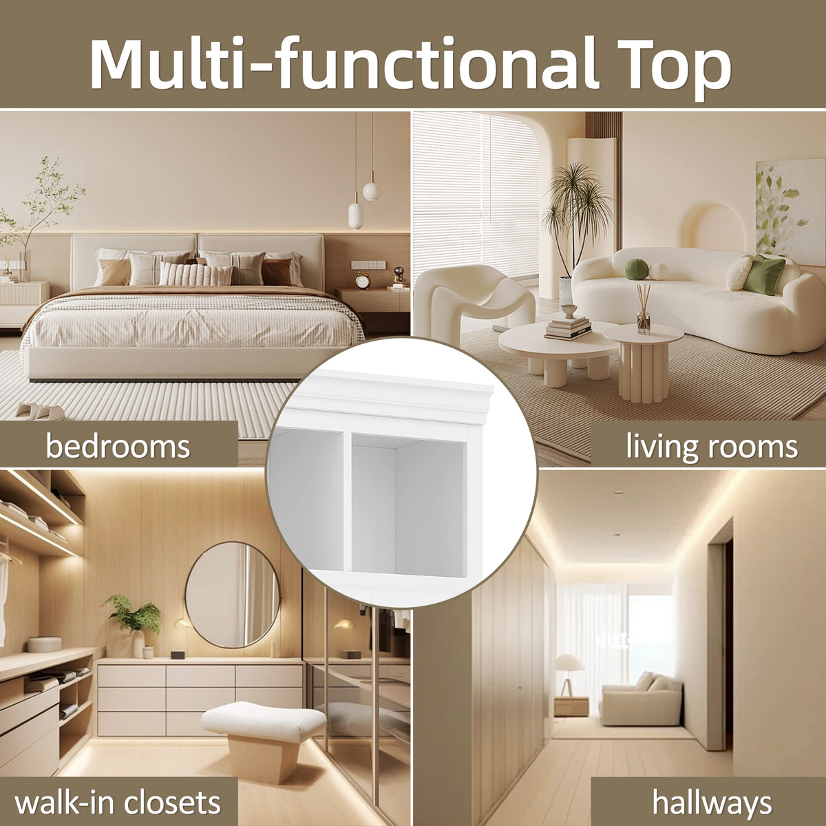 variant-group:rf-n724sj000139aak|Roomfitters 78.7" Hall Tree with Bench, 5 Cubbies, 4 Doors, 5 Drawers, Adjustable Shelves, White