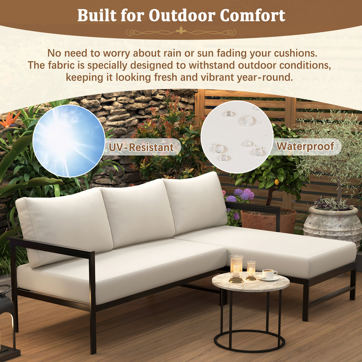 variant-group:rf-n711wy000480aaa|Roomfitters Modern L-Shaped Outdoor Sectional Sofa, 3-Seater Patio Conversation Couch, Beige Cushions, Iron Frame