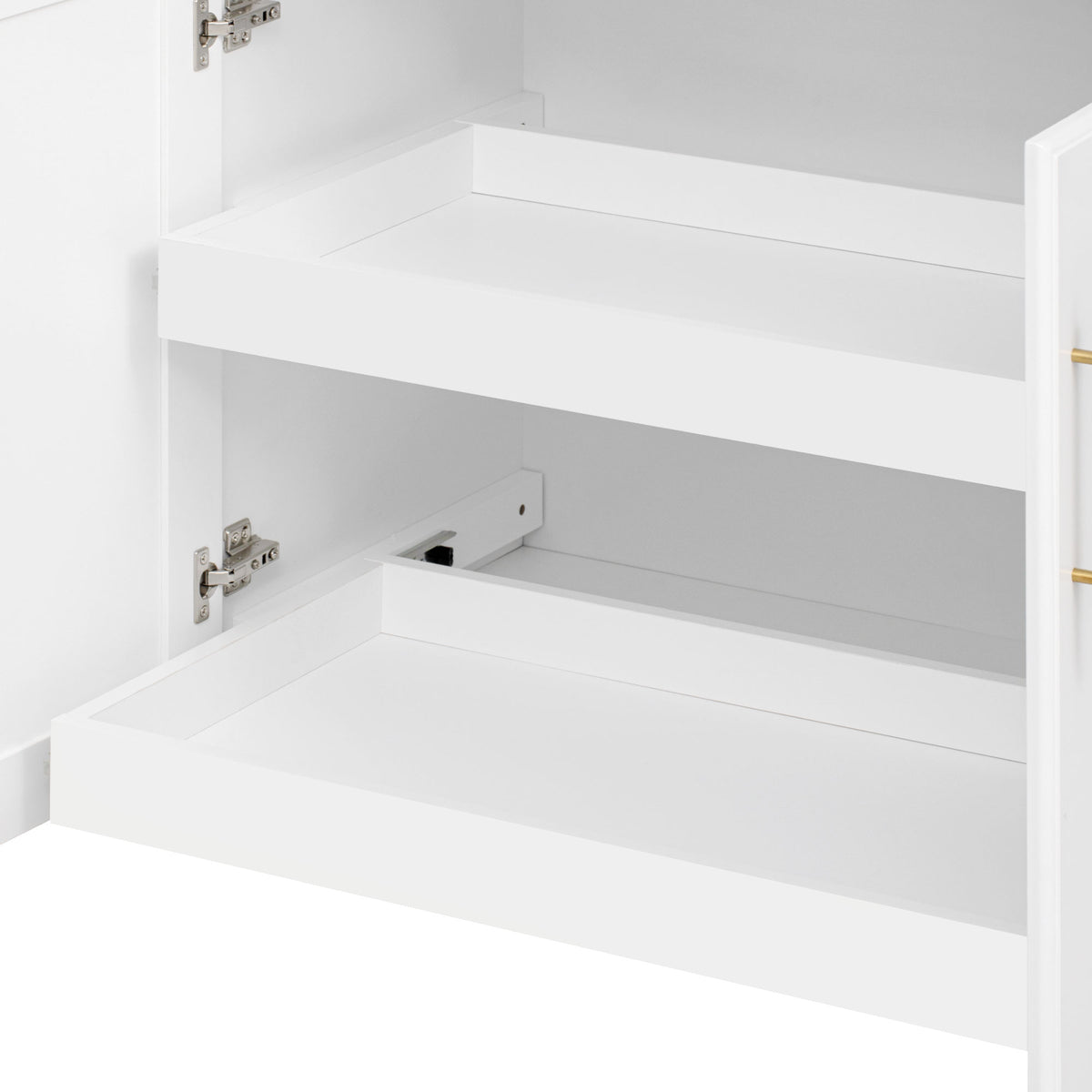 variant-group:rf-n707s299014w|Roomfitters 59.3" Kitchen Island with Power Outlet, Drop Leaf and Double Trash Can Pull Out, Rolling Cart, White