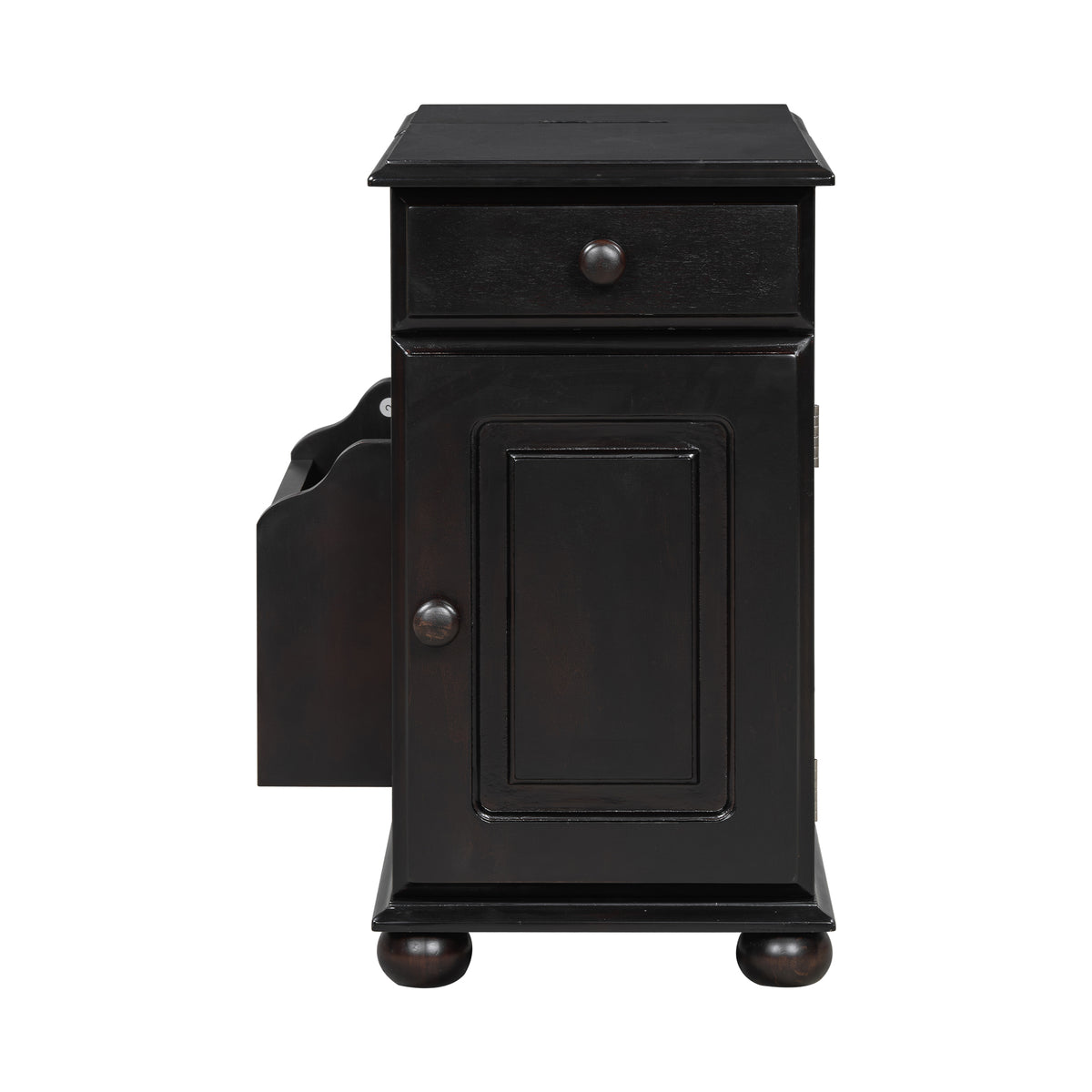 variant-group:rf-n724p293133p|Roomfitters Vintage Sofa Side Table with USB Ports, Flip Top, Cup Holders and Bookshelf Storage for Small Spaces, Espresso