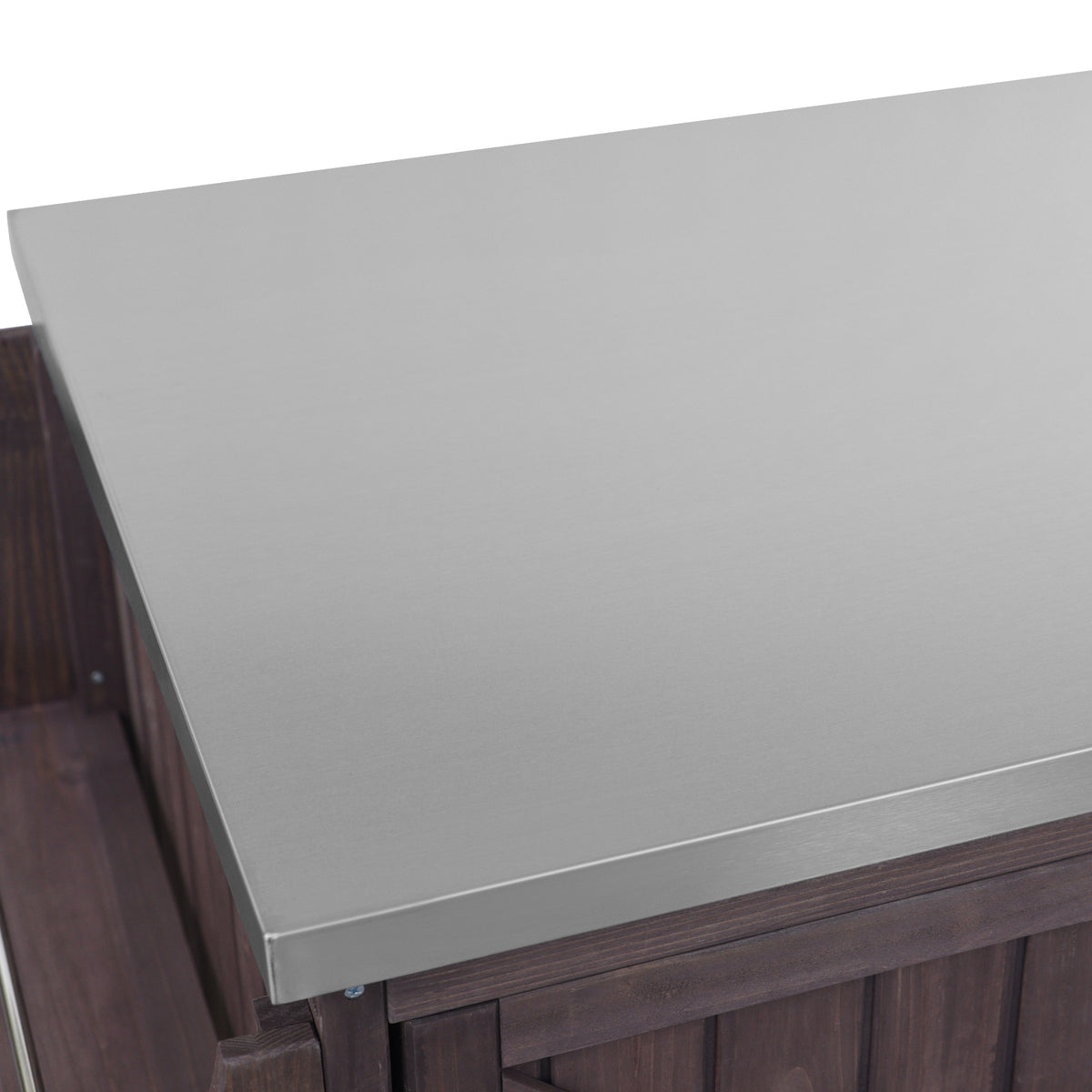variant-group:rf-n707p370287z|Roomfitters 42.1" Grill Cart, Outdoor Kitchen Island with Stainless Steel Top, BBQ Prep Station with Spice Rack, Dark Brown