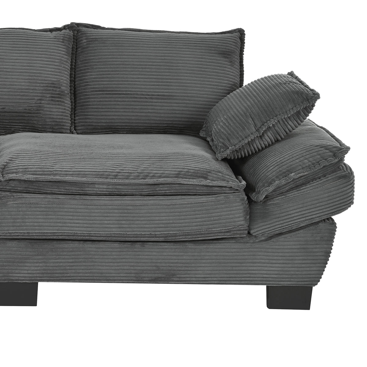 variant-group:rf-n711p192059e|Roomfitters 85.4" Modern Curved Sofa, Back Upholstered Couch with 2 Decorative Throw Pillows, Corduroy Fabric Couch for Living Room, Bedroom, Apartment, Gray