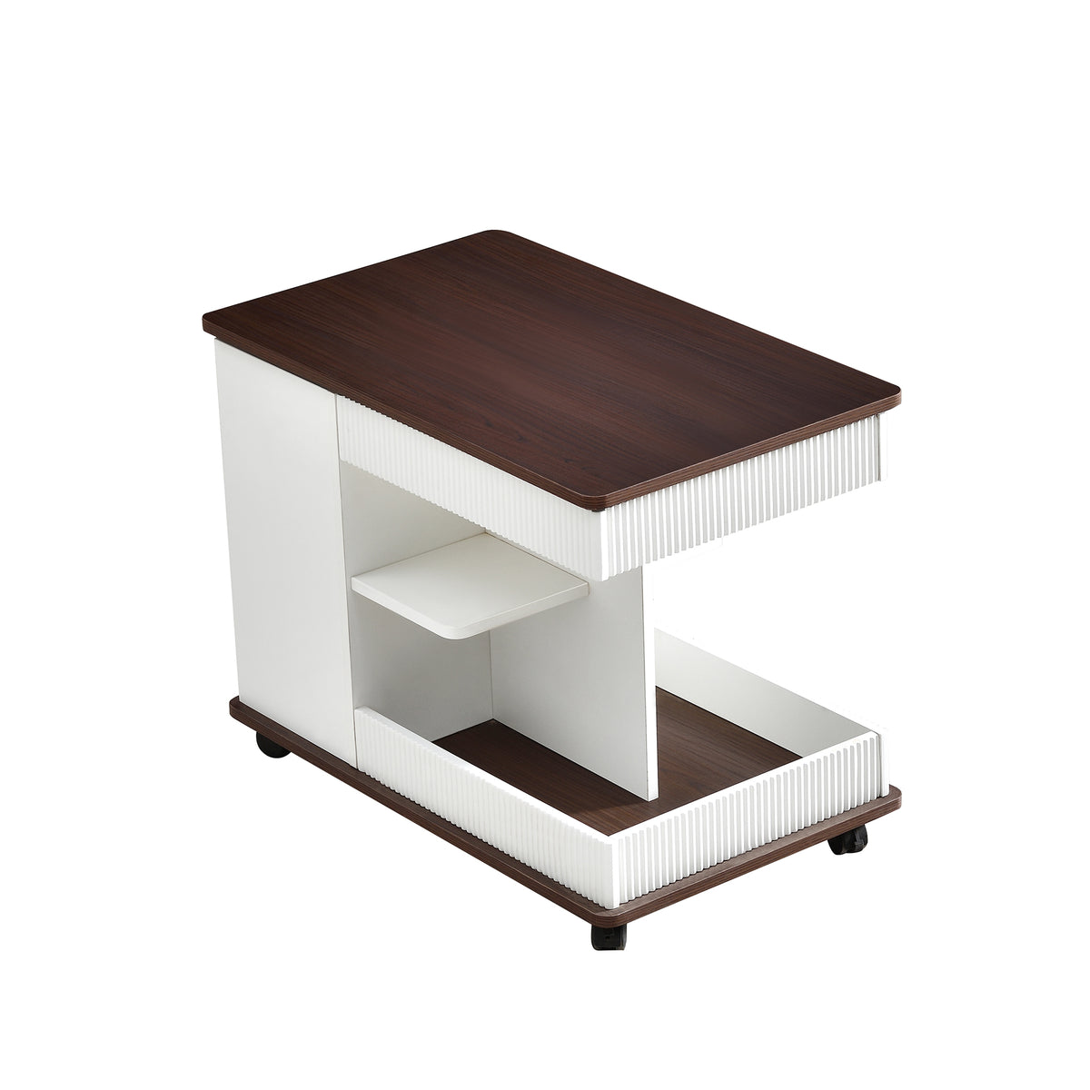 variant-group:rf-n724p292505k|Roomfitters Adjustable Sofa Side Table with Lift-Top, Rotating Surface and Storage on Wheels for Small Spaces, Brown