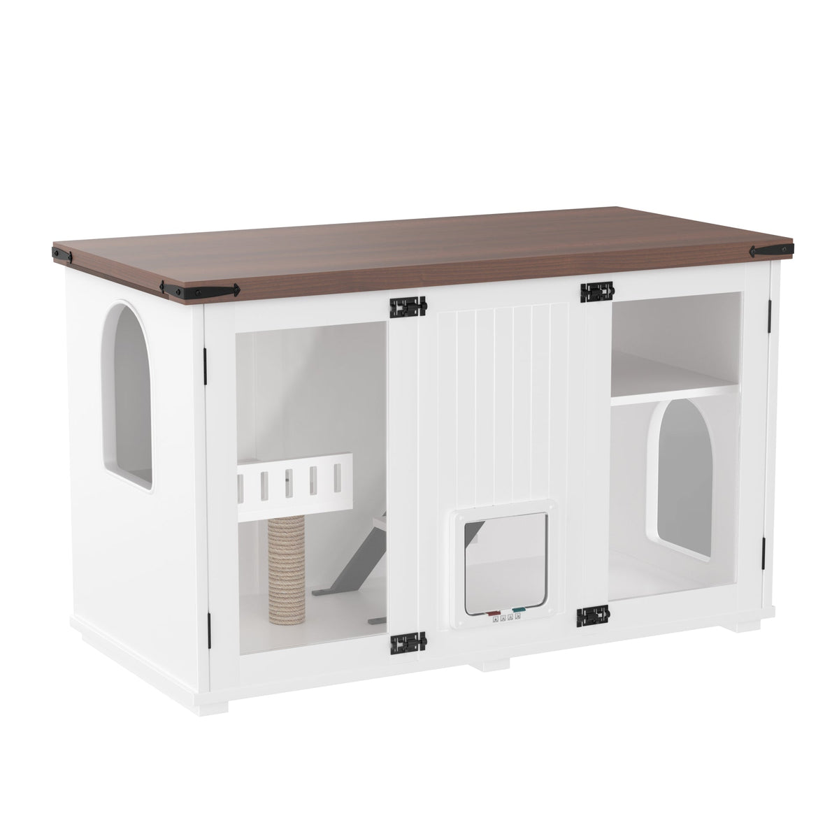 Roomfitters 47-Inch Enclosed Cat Litter Box Furniture Hideaway Cabinet Side Table with Four Mode Door White Roomfitters