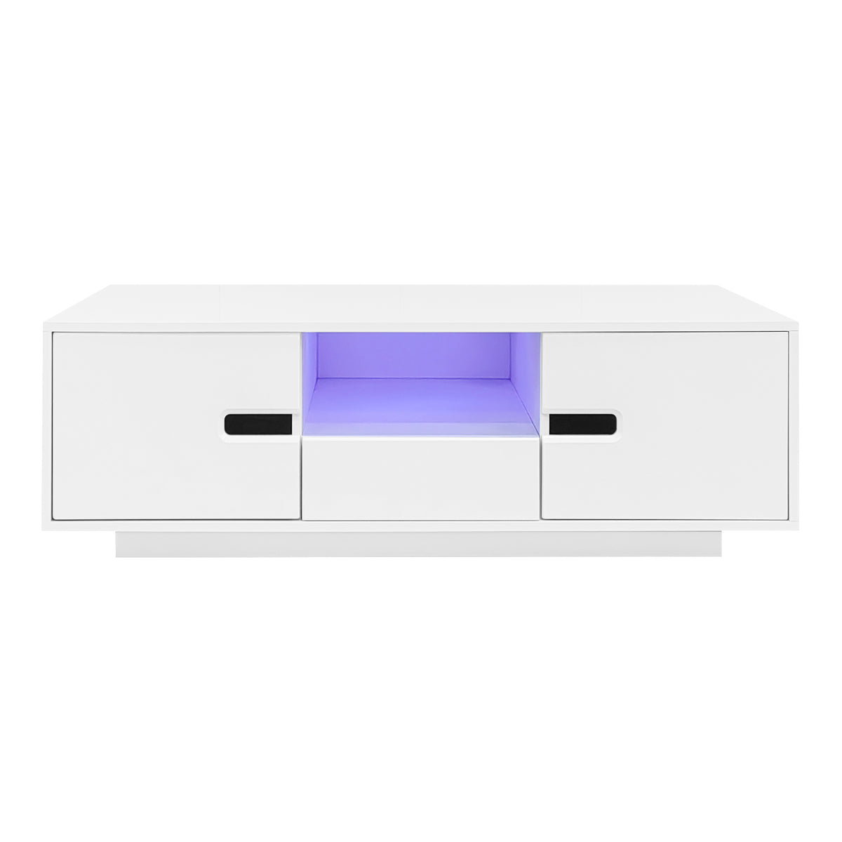 variant-group:rf-n724p294656k|Roomfitters Modern Glossy Coffee Table with Storage Space and Light Accent, Rectangle Center Table for Living Room, White