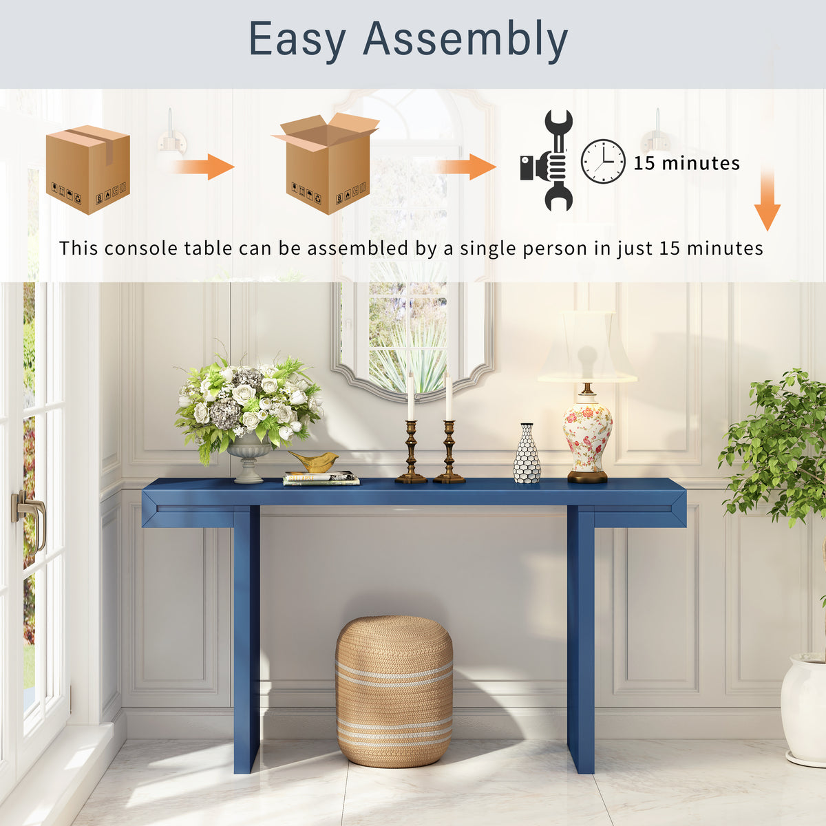 variant-group:rf-n711p303209v|Roomfitters 60" Modern Minimalist Console Table, Slim Entryway Sofa Table for Hallway and Living Room Decor, Navy Blue