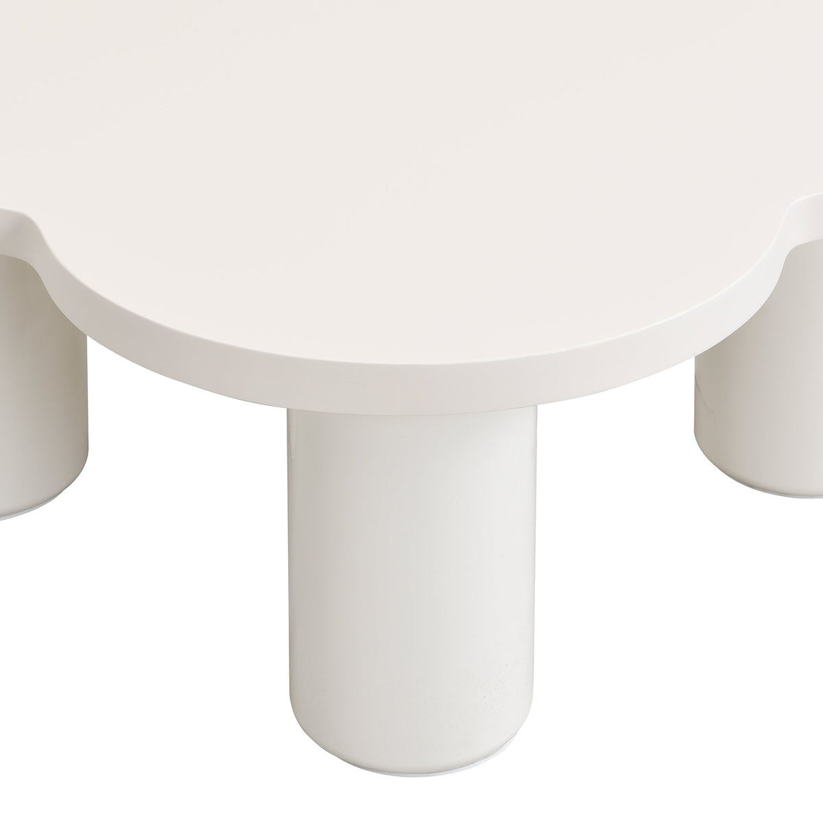 Roomfitters Modern Coffee Table Set of 2 with Irregular Shape and Glass End Table, Roman Column Legs, White Roomfitters