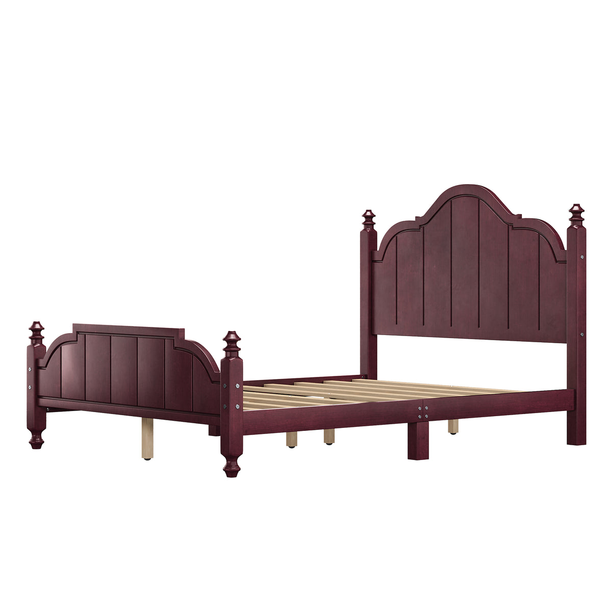 variant-group:rf-n733p360927p|Roomfitters Full Wood Platform Bed Frame with Curved Headboard, Vintage Style Slat Support, No Box Spring Required, Espresso