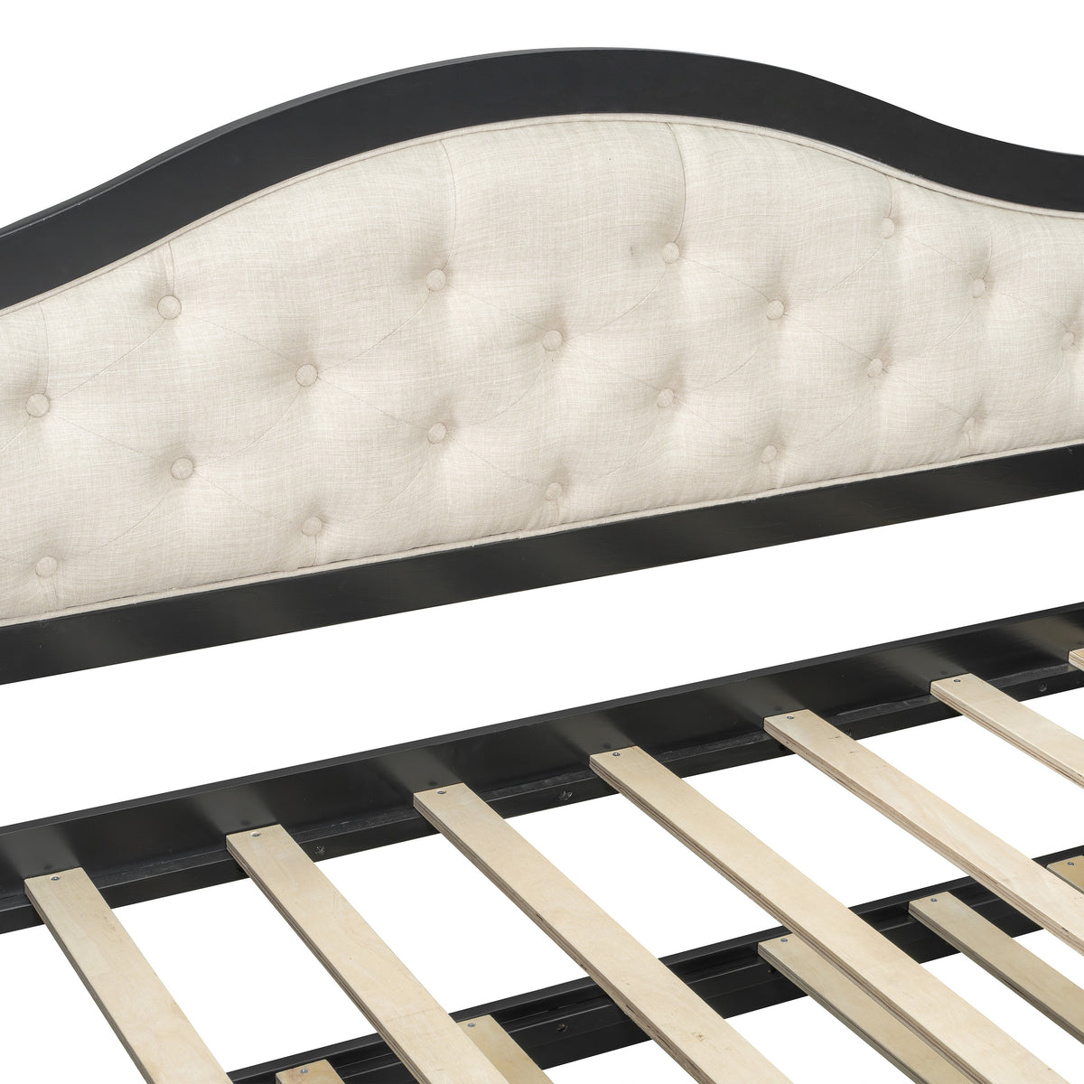 variant-group:rf-n733s346767p|Roomfitters Twin Daybed with Trundle, Wooden Sofa Bed with 2 Storage Drawers & Tufted Backrest, Black