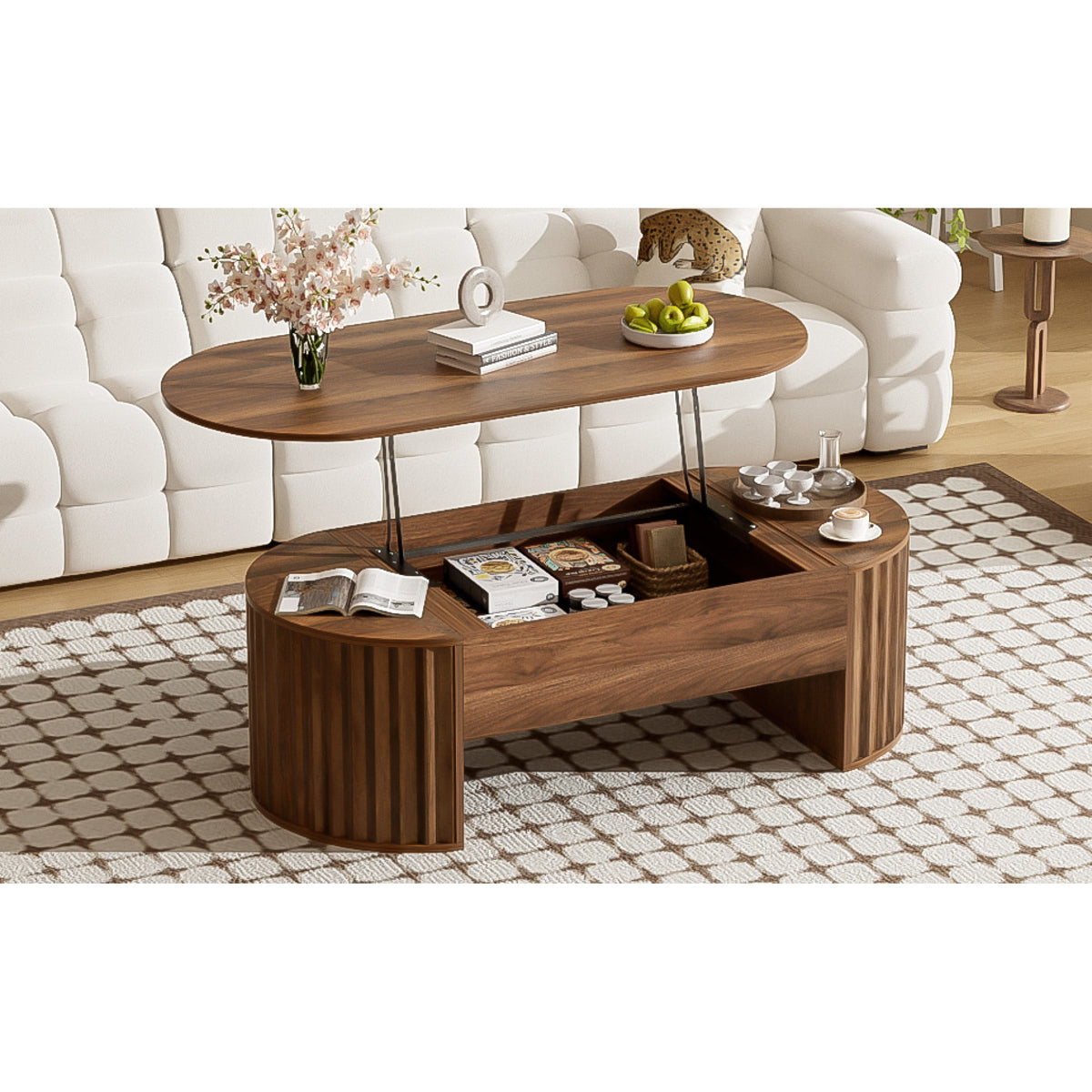 variant-group:rf-n724p391007d|Roomfitters 47.2" Lift Top Coffee Table with Hidden Compartment, Oval Center Table, Brown