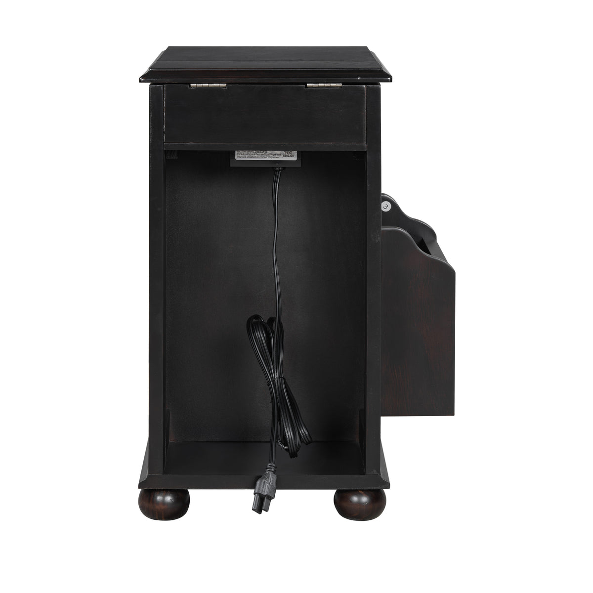 variant-group:rf-n724p293133p|Roomfitters Vintage Sofa Side Table with USB Ports, Flip Top, Cup Holders and Bookshelf Storage for Small Spaces, Espresso