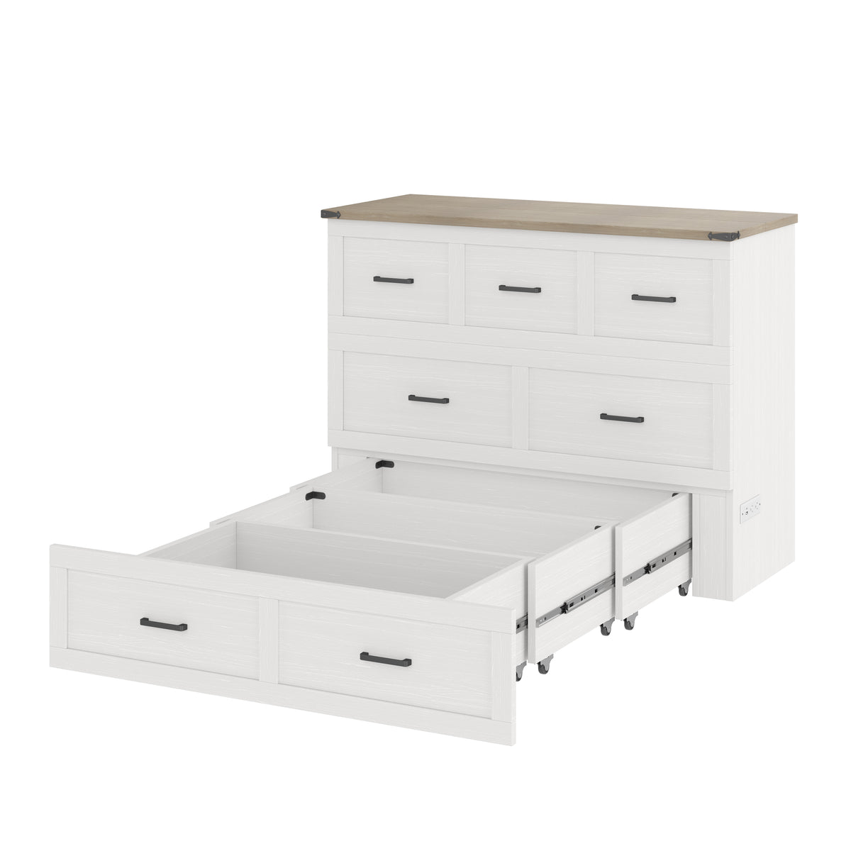 variant-group:rf-n733s293995w|Roomfitters Full Size Murphy Bed Cabinet with Charging Station, Foldable Platform Bed with Storage Drawer, White
