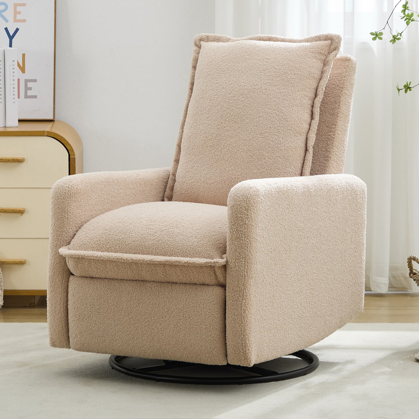 variant-group:rf-n701p348238o|Roomfitters Swivel Rocker Recliner Chair, Glider Rocking Armchair, Teddy Fleece Nursery Reclining Lounge Accent Chair, Oatmeal