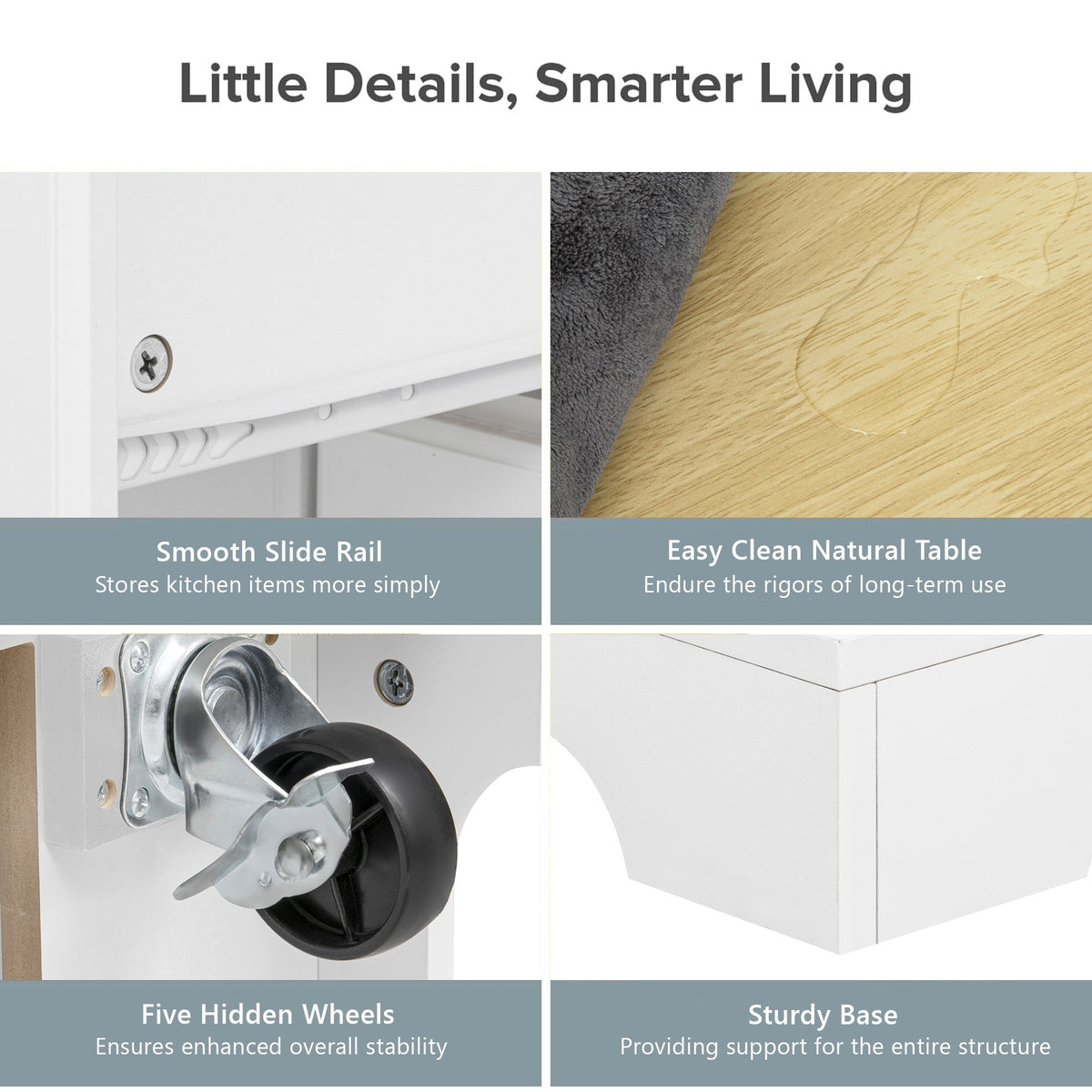 variant-group:rf-n707s307292w|Roomfitters 51" Kitchen Island with Power Outlet and Drop Leaf, Rolling Cabinet with Pull-Out Trash Can Drawer, White