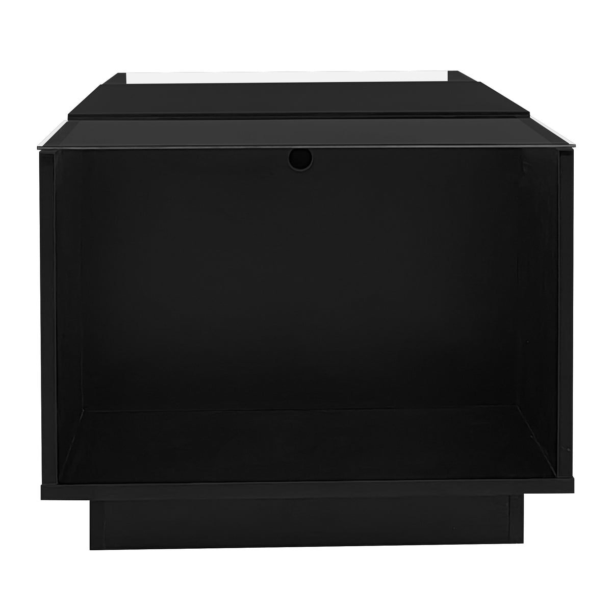 variant-group:rf-n724p290056b|Roomfitters Modern Center Coffee Table with High Gloss Finish, Glass Top and Hidden Storage Compartments, Black