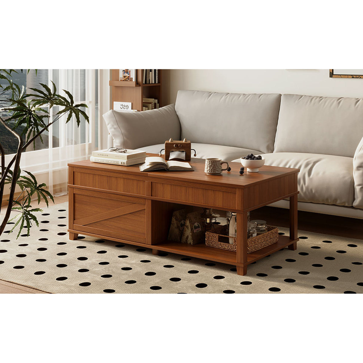 variant-group:rf-n724p401355e|Roomfitters Lift-Top Coffee Table with Hidden Storage and Open Lower Shelf, Apricot Brown