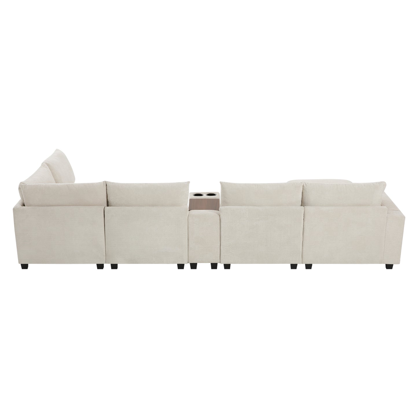 variant-group:rf-n723s1166a|Roomfitters 139 Inch U-Shaped Modular Sectional Sofa with Storage Console, Cup Holders and USB Ports for Living Room, Beige