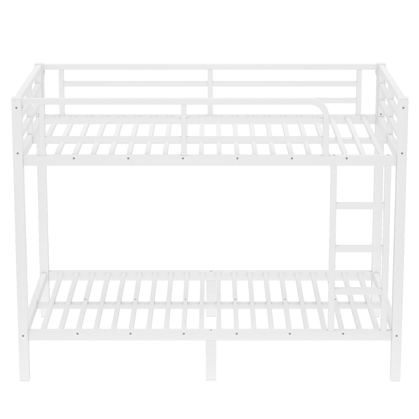 variant-group:rf-w1580p329009|Roomfitters Metal Twin XL Over Twin XL Bunk Bed Frame with Ladder & Safety Rail, Heavy-Duty Space-Saving Design, White