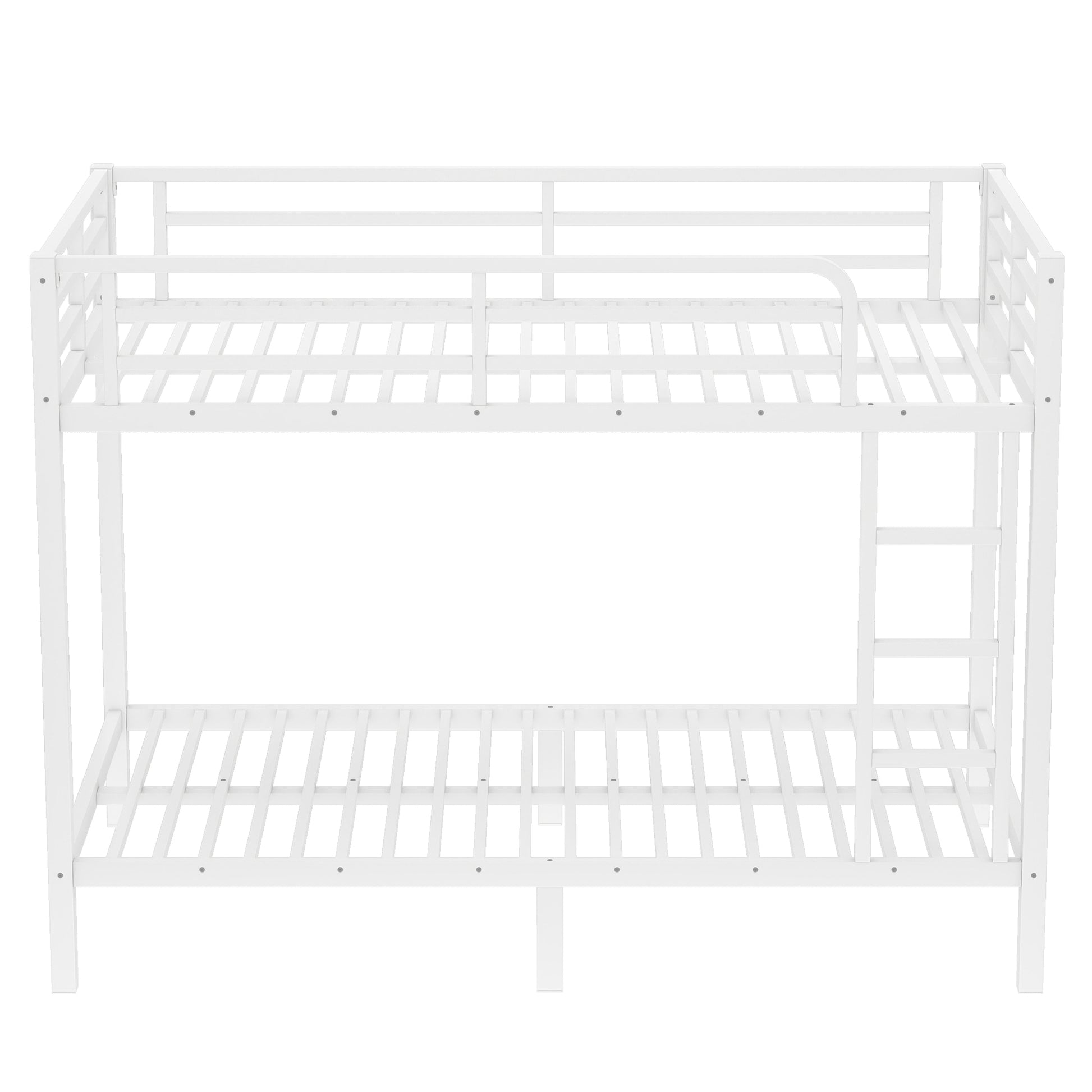 variant-group:rf-w1580p329009|Roomfitters Metal Twin XL Over Twin XL Bunk Bed Frame with Ladder & Safety Rail, Heavy-Duty Space-Saving Design, White