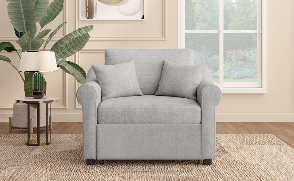 variant-group:rf-n701bs701p468429e|Roomfitters Chenille Convertible Sleeper Chair, 3 in 1 Single Sofa Bed Lounger, Adjustable Backrest Pull Out Bed, Gray