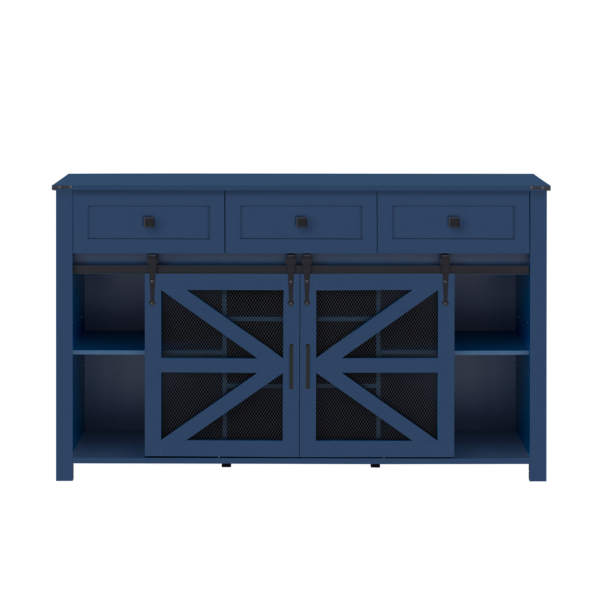 variant-group:rf-n711p347384v|Roomfitters 55" Sideboard Buffet Cabinet with 3 Drawers & Sliding Barn Doors, Farmhouse Storage for Kitchen & Dining, Navy Blue