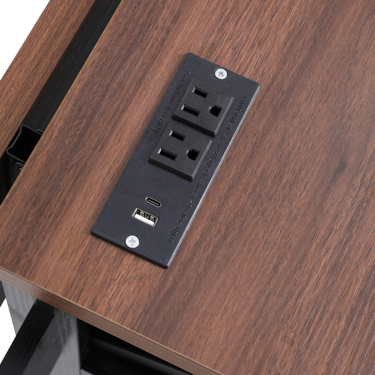 variant-group:rf-n707p254872b|Roomfitters 46.5" Rolling Kitchen Island with Drop Leaf, Mobile Cart with 2 AC Outlets & USB, Beaded Drape & 3 Drawers, Black