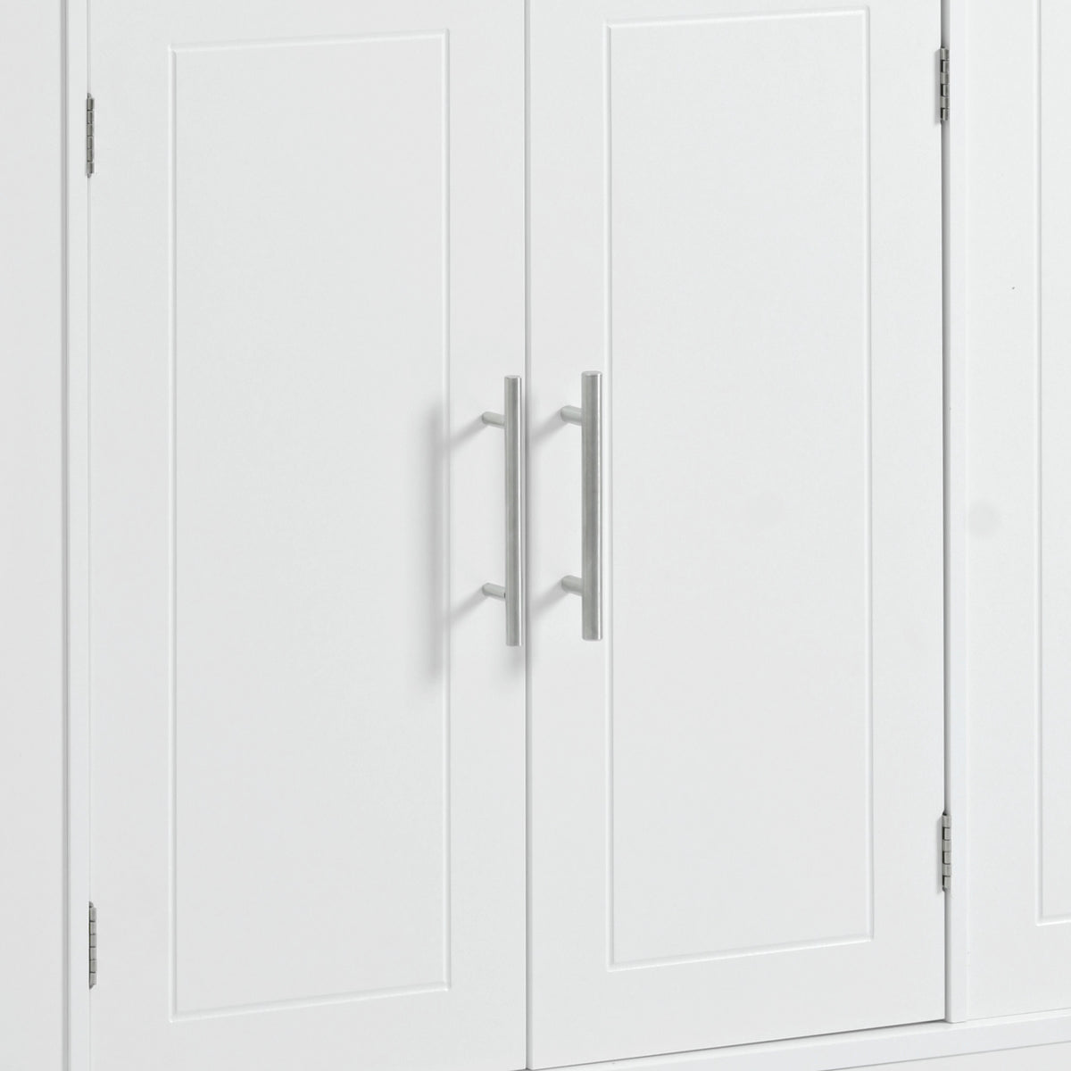 variant-group:rf-n707p221571w|Roomfitters Fluted Kitchen Island with Trash Can Cabinet, Power Outlet, Storage Rack, Rolling Cart with Open Side Racks, White